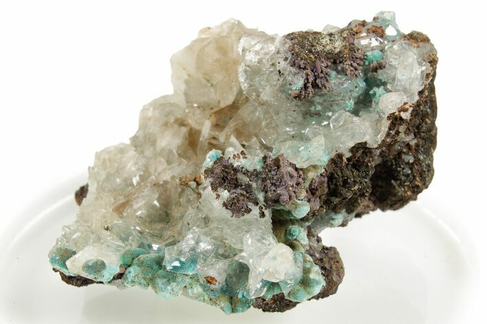 Teal Blue Rosasite with Bladed Calcite Crystals - Mexico #371784